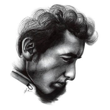 "Bob Dylan - Portrait" başlıklı Resim Lindsaynjh tarafından, Orijinal sanat, Mürekkep