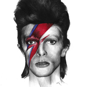 图画 标题为“David Bowie - Portr…” 由Lindsaynjh, 原创艺术品, 墨