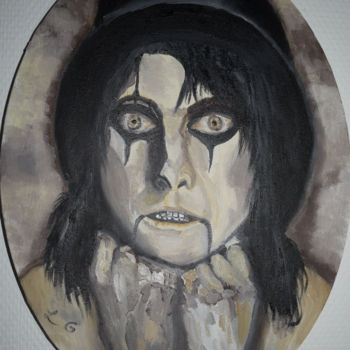 Painting titled "alice cooper" by Linda Guerin, Original Artwork, Oil