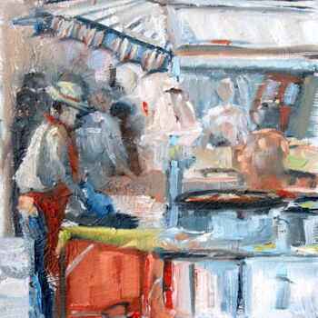 Schilderij getiteld "Paella St Chinian" door Linda H Matthews, Origineel Kunstwerk, Olie Gemonteerd op Houten paneel