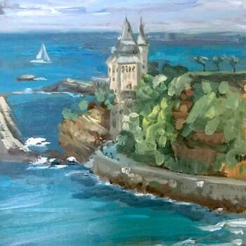 Malerei mit dem Titel "Villa Belza Biarrit…" von Linda H Matthews, Original-Kunstwerk, Öl