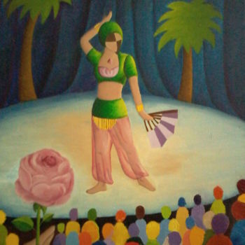 Painting titled "Danseuse orientale" by Linda Kacer, Original Artwork, Oil