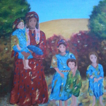 Painting titled "Femme Kabyle et ses…" by Linda Kacer, Original Artwork, Oil