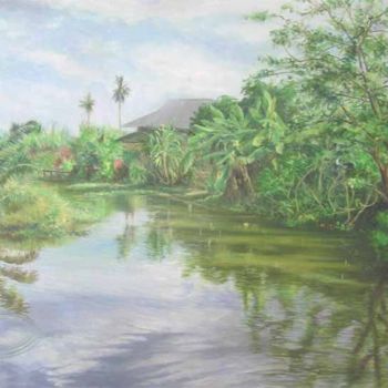 Painting titled "Malay village" by Linda Chen, Original Artwork