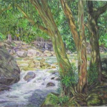 Malarstwo zatytułowany „Chamang waterfall I…” autorstwa Linda Chen, Oryginalna praca