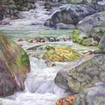 Pittura intitolato "Waterfall - Ulu Yam" da Linda Chen, Opera d'arte originale, Olio