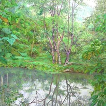 Pintura intitulada "Reflection - S.1 -…" por Linda Chen, Obras de arte originais, Óleo