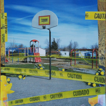 Collages titled "CAUTION CUIDADO" by Linda Farrelly, Original Artwork, Collages