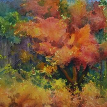 Peinture intitulée "Vibration d'automne" par Linda Labelle, Œuvre d'art originale, Aquarelle