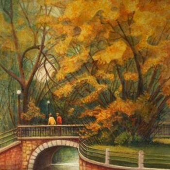 Painting titled "Promenade sur le ca…" by Linda Labelle, Original Artwork, Watercolor