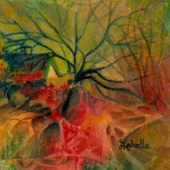 Painting titled "Entre les branches" by Linda Labelle, Original Artwork, Acrylic