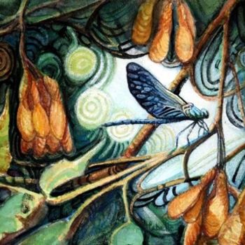 Pintura intitulada "Bijou de la nature" por Linda Labelle, Obras de arte originais, Aquarela