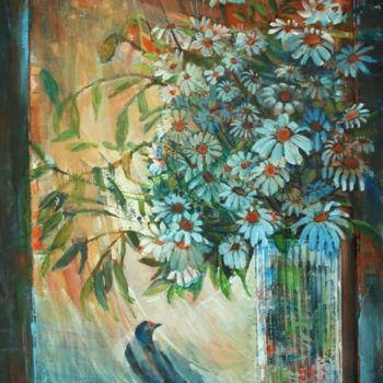 Peinture intitulée "Fenêtre sur mes amo…" par Linda Labelle, Œuvre d'art originale, Acrylique