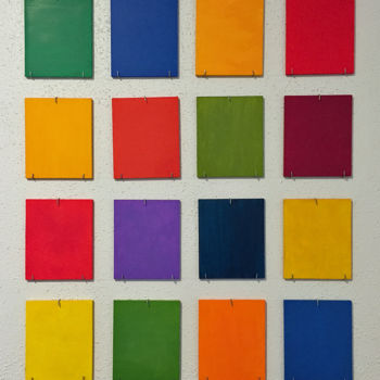 Картина под названием "16 Different Colors" - Linda Rosenfield, Подлинное произведение искусства, Масло Установлен на Деревя…