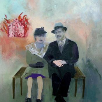 Pittura intitolato "Burning House" da Linda Rosenfield, Opera d'arte originale