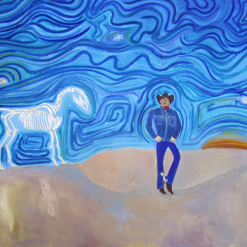 Grafika cyfrowa / sztuka generowana cyfrowo zatytułowany „Cowboy and His Horse” autorstwa Linda Rosenfield, Oryginalna praca