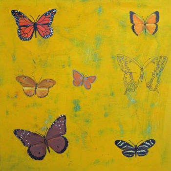 Картина под названием "Butterflies" - Linda Rosenfield, Подлинное произведение искусства, Масло