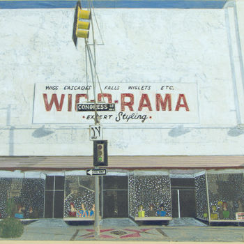 Painting titled "Wig-O-Rama" by Linda Rosenfield, Original Artwork