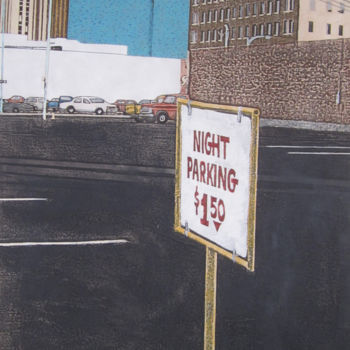 Painting titled "Night Parking $1.50" by Linda Rosenfield, Original Artwork