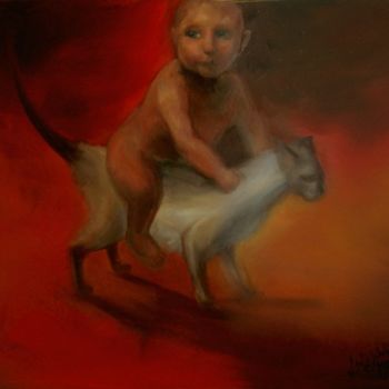 Schilderij getiteld "Off we go" door L.Jakobsson, Origineel Kunstwerk