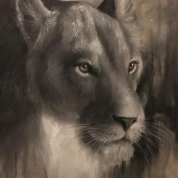 Desenho intitulada "Lioness" por L.Jakobsson, Obras de arte originais