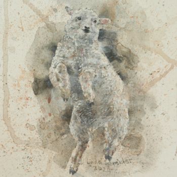 Drawing titled "Descending Hogget" by Linda Schneider, Original Artwork, Graphite