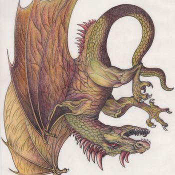 Painting titled "dragon-couv.jpg" by Line-Rose, Original Artwork