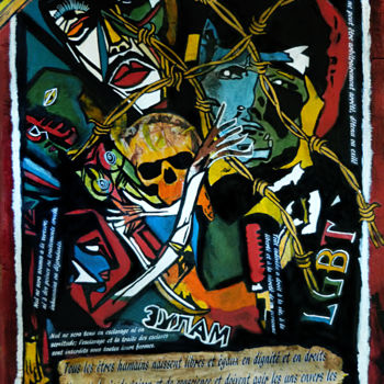 Peinture intitulée "I'M HUMAN 1" par Line Bautista, Œuvre d'art originale, Acrylique Monté sur Carton