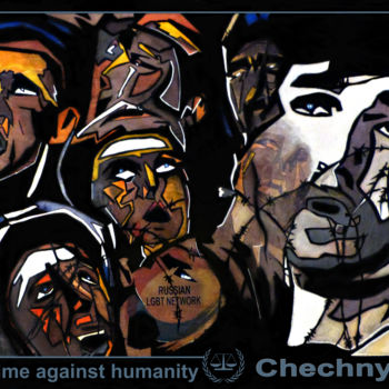 Pintura intitulada "Human Tchetchenie" por Line Bautista, Obras de arte originais, Acrílico Montado em Armação em madeira