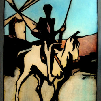 Peinture intitulée "Don Quijote" par Line Bautista, Œuvre d'art originale, Acrylique Monté sur Châssis en bois