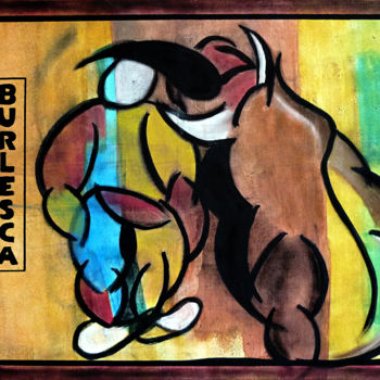 Schilderij getiteld "Corrida burlesca 1" door Line Bautista, Origineel Kunstwerk, Acryl