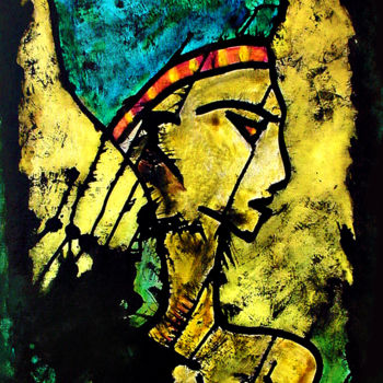 Malerei mit dem Titel "Nefertiti.jpg" von Line Bautista, Original-Kunstwerk, Acryl Auf Karton montiert