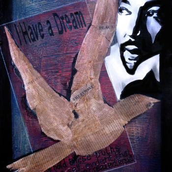 Painting titled "Martin Luther King" by Line Bautista, Original Artwork, Acrylic