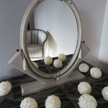 Artisanat intitulée "Miroir à poser pivo…" par Lin-Et-Patine, Œuvre d'art originale, Salle de bains