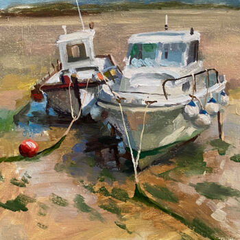 Malerei mit dem Titel "France Seascape - B…" von Ling Strube, Original-Kunstwerk, Öl