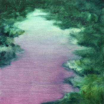 Pintura intitulada "Spring-Water 1" por Linge Meng, Obras de arte originais, Óleo