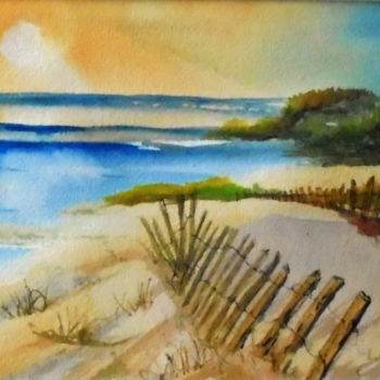 Painting titled "Sandbanks" by Lin Manlow, Original Artwork, Watercolor