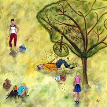 绘画 标题为“The cherry tree” 由Carina Linné, 原创艺术品
