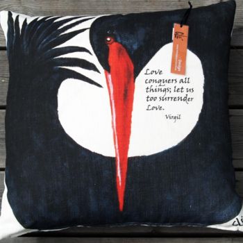 Текстильное искусство под названием "Pillow no 1_Black b…" - Carina Linné, Подлинное произведение искусства, Другой