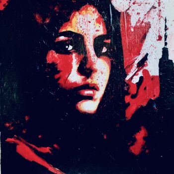 Peinture intitulée "Iranian woman prote…" par Lino Scerbo, Œuvre d'art originale, Acrylique Monté sur Autre panneau rigide