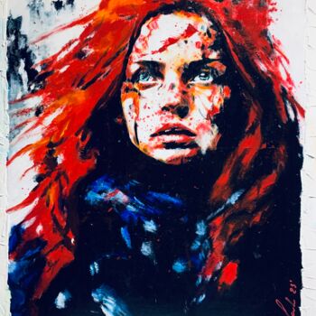 Painting titled "Ukrainian woman" by Lino Scerbo, Original Artwork, Acrylic Mounted on Other rigid panel