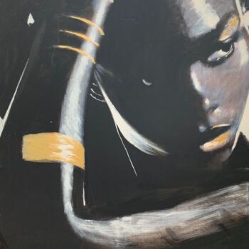 Painting titled "Gold and Black" by Lino Scerbo, Original Artwork, Acrylic