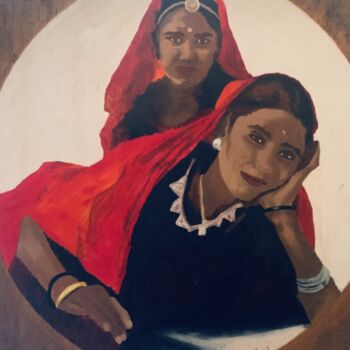 Pintura intitulada "Indian Sister" por Lino Scerbo, Obras de arte originais, Óleo