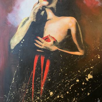 Painting titled "Red Passion" by Lino Scerbo, Original Artwork, Acrylic