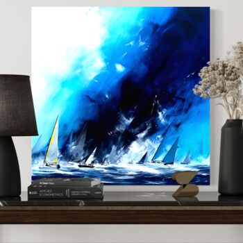 Painting titled "Regatta in blue" by Lino Scerbo, Original Artwork, Acrylic