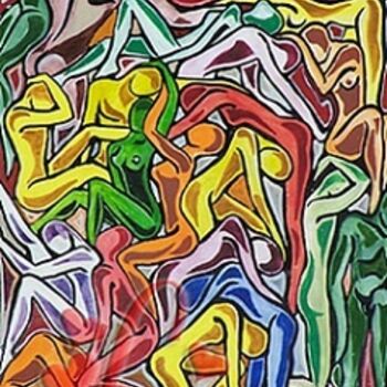Рисунок под названием "- Людская мозаика -" - Lina Art, Подлинное произведение искусства