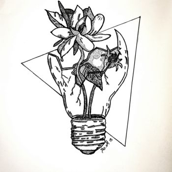 Desenho intitulada "Émergence d'une idée" por Lionel Milleville, Obras de arte originais, Tinta