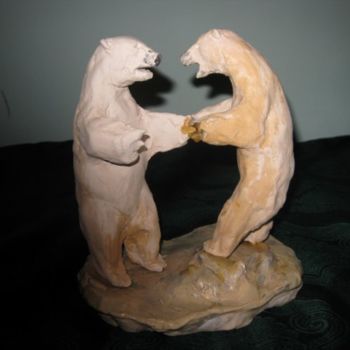 Sculpture titled "белые медведи (поля…" by Lion82, Original Artwork, Ceramics