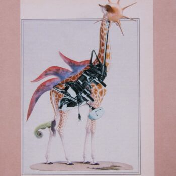 Collages getiteld "Girafe Nyctalope" door Lioncaresse, Origineel Kunstwerk