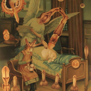 Collages intitulée "La Fable du Marchan…" par Lioncaresse, Œuvre d'art originale